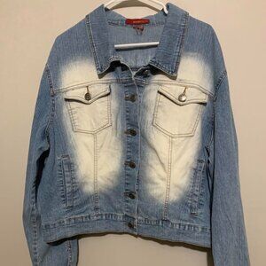 Shorty Women's Plus Size Denim Jacket White Wash 2X Cropped Stretch